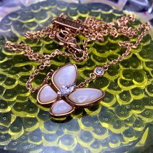 rose gold plated 925 silver and mother of pearl butterfly necklace